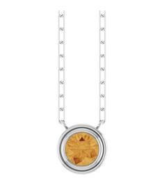 88688 Necklace Set 14K White Round Natural Citrine 6 Mm 18 In Polished Natural Citrine Bezel-Set Necklace