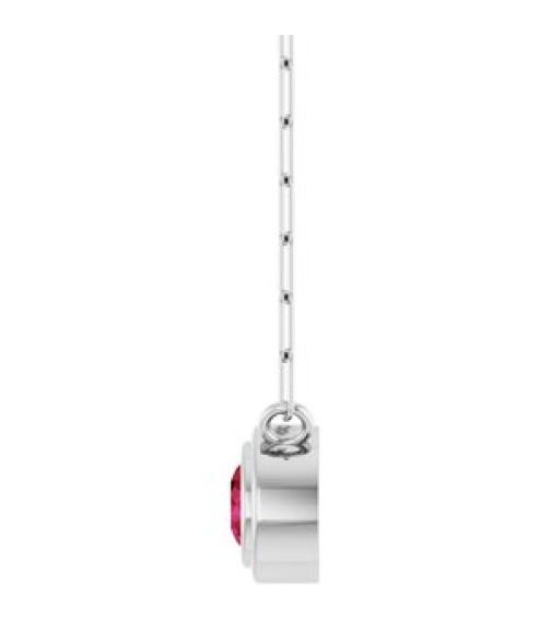 88688 Necklace Set Sterling Silver Round Natural Ruby 4 Mm 18 In Polished Natural Ruby Bezel-Set Necklace
