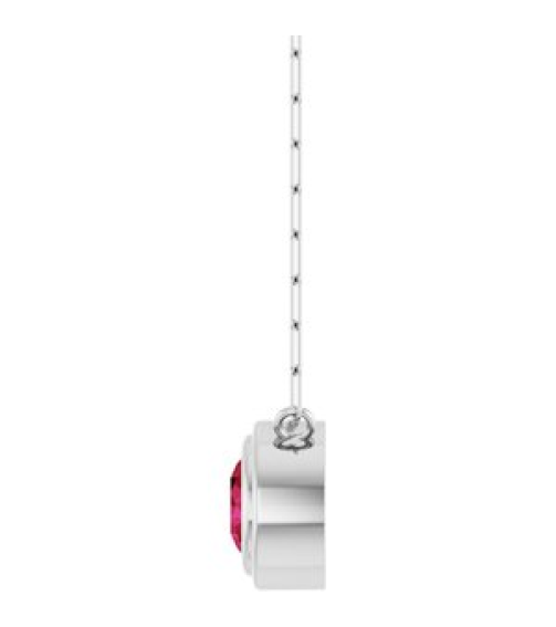 88688 Necklace Set Sterling Silver Round Lab-Grown Ruby 6 Mm 18 In Polished Lab-Grown Ruby Bezel-Set Necklace