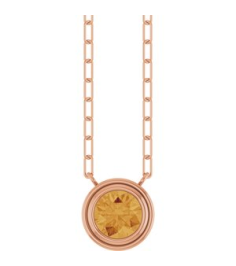 88688 Necklace Set 14K Rose Round Natural Citrine 6 Mm 18 In Polished Natural Citrine Bezel-Set Necklace