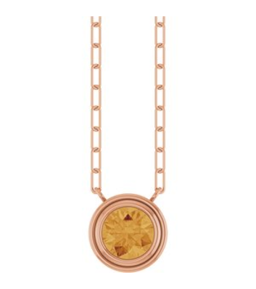 88688 Necklace Set 14K Rose Round Natural Citrine 6 Mm 18 In Polished Natural Citrine Bezel-Set Necklace