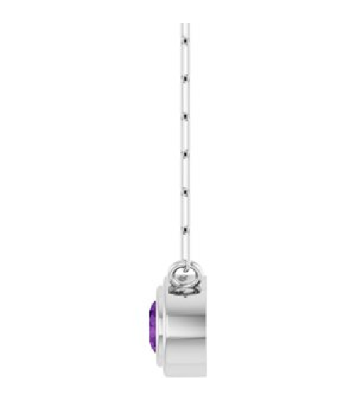 88688 Necklace Set Sterling Silver Round Natural Amethyst 4 Mm 18 In Polished Natural Amethyst Bezel-Set Necklace