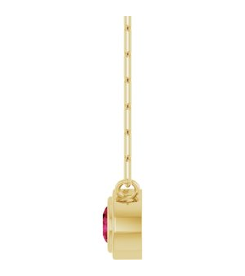 88688 Necklace Set 14K Yellow Round Natural Ruby 4 Mm 18 In Polished Natural Ruby Bezel-Set Necklace