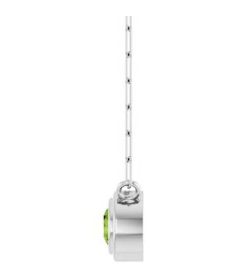 88688 Necklace Set Sterling Silver Round Natural Peridot 4 Mm 18 In Polished Natural Peridot Bezel-Set Necklace