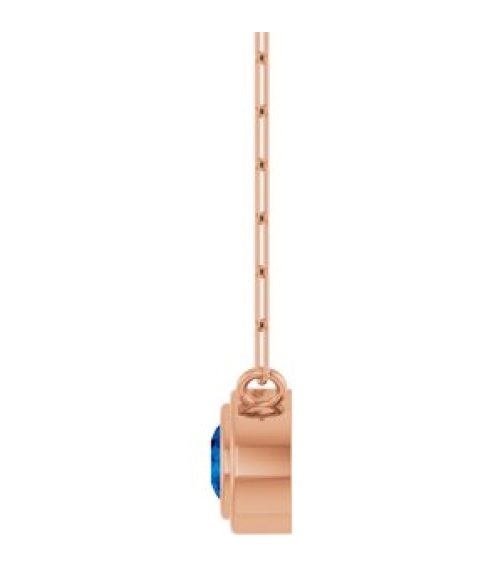 88688 Necklace Set 14K Rose Round Lab-Grown Blue Sapphire 4 Mm 18 In Polished Lab-Grown Blue Sapphire Bezel-Set Necklace