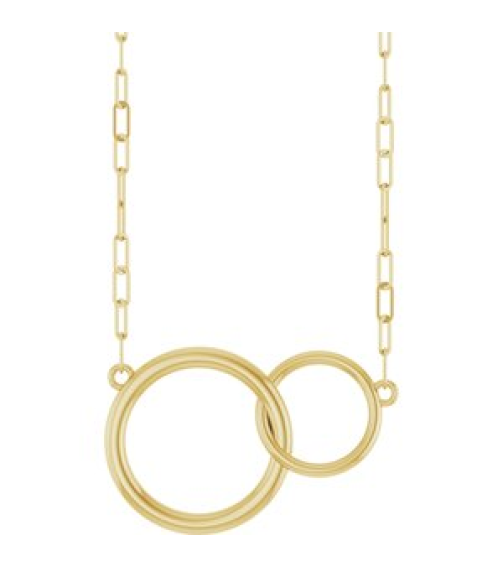 88657 Necklace 14K Yellow 21.1 X 13.5 Mm 18 In Polished Double Circle Necklace