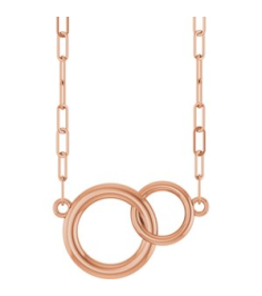 88657 Necklace 14K Rose 15.49 X 9.7 Mm 18 In Polished Double Circle Necklace