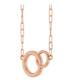 88657 Necklace 14K Rose 15.49 X 9.7 Mm 18 In Polished Double Circle Necklace