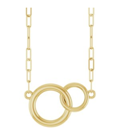 88657 Necklace 14K Yellow 15.49 X 9.7 Mm 18 In Polished Double Circle Necklace