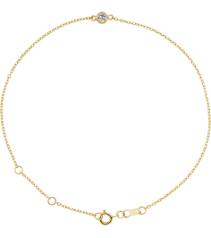 Brc808 Bracelet 14K Yellow Set 1-Stone Natural White Sapphire Round 4 Mm 8.7 X 4.8 Mm 6 12-7 12 In Polished Natural White Sapphire Bezel-Set Bracelet
