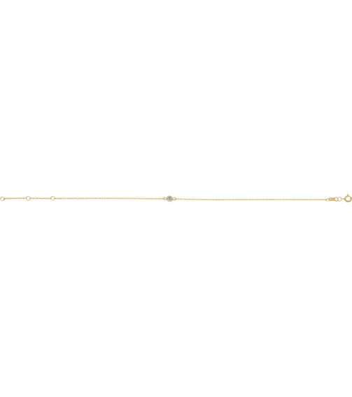 Brc808 Bracelet 14K Yellow Set 1-Stone Natural White Sapphire Round 4 Mm 8.7 X 4.8 Mm 6 12-7 12 In Polished Natural White Sapphire Bezel-Set Bracelet