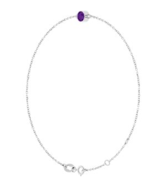 Brc808 Bracelet 14K White Set 1-Stone Natural Amethyst Round 4 Mm 8.7 X 4.8 Mm 6 12-7 12 In Polished Natural Amethyst Bezel-Set Bracelet