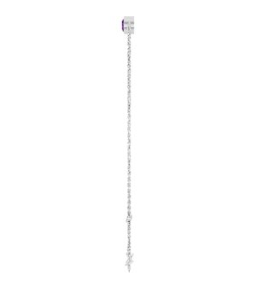 Brc808 Bracelet 14K White Set 1-Stone Natural Amethyst Round 4 Mm 8.7 X 4.8 Mm 6 12-7 12 In Polished Natural Amethyst Bezel-Set Bracelet
