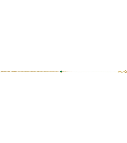 Brc808 Bracelet 14K Yellow Set 1-Stone Natural Emerald Round 4 Mm 8.7 X 4.8 Mm 6 12-7 12 In Polished Natural Emerald Bezel-Set Bracelet