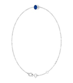 Brc808 Bracelet 14K White Set 1-Stone Lab-Grown Blue Sapphire Round 4 Mm 8.7 X 4.8 Mm 6 12-7 12 In Polished Lab-Grown Blue Sapphire Bezel-Set Bracelet