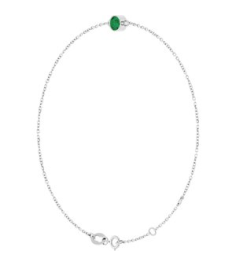 Brc808 Bracelet 14K White Set 1-Stone Natural Emerald Round 4 Mm 8.7 X 4.8 Mm 6 12-7 12 In Polished Natural Emerald Bezel-Set Bracelet