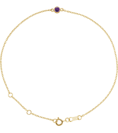 Brc808 Bracelet 14K Yellow Set 1-Stone Natural Amethyst Round 4 Mm 8.7 X 4.8 Mm 6 12-7 12 In Polished Natural Amethyst Bezel-Set Bracelet
