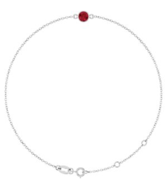 Brc808 Bracelet 14K White Set 1-Stone Lab-Grown Ruby Round 4 Mm 8.7 X 4.8 Mm 6 12-7 12 In Polished Lab-Grown Ruby Bezel-Set Bracelet
