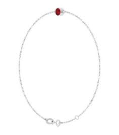 Brc808 Bracelet 14K White Set 1-Stone Lab-Grown Ruby Round 4 Mm 8.7 X 4.8 Mm 6 12-7 12 In Polished Lab-Grown Ruby Bezel-Set Bracelet
