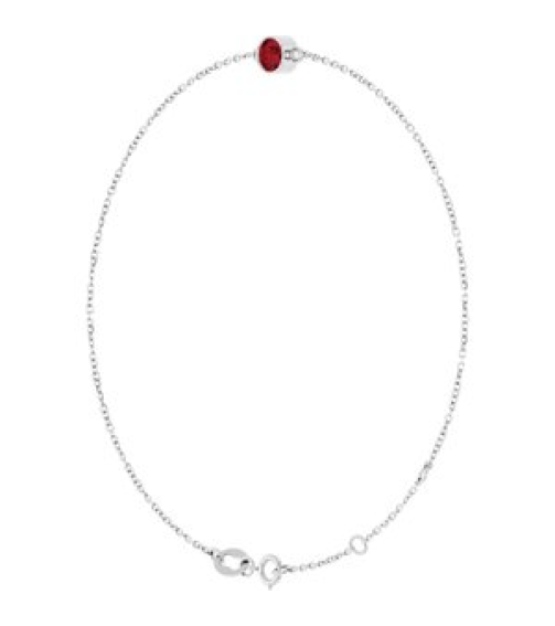 Brc808 Bracelet 14K White Set 1-Stone Lab-Grown Ruby Round 4 Mm 8.7 X 4.8 Mm 6 12-7 12 In Polished Lab-Grown Ruby Bezel-Set Bracelet