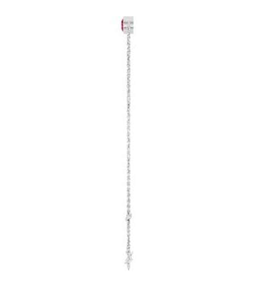 Brc808 Bracelet 14K White Set 1-Stone Lab-Grown Ruby Round 4 Mm 8.7 X 4.8 Mm 6 12-7 12 In Polished Lab-Grown Ruby Bezel-Set Bracelet