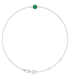 Brc808 Bracelet 14K White Set 1-Stone Lab-Grown Emerald Round 4 Mm 8.7 X 4.8 Mm 6 12-7 12 In Polished Lab-Grown Emerald Bezel-Set Bracelet