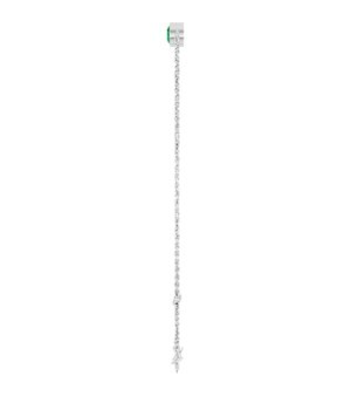 Brc808 Bracelet 14K White Set 1-Stone Lab-Grown Emerald Round 4 Mm 8.7 X 4.8 Mm 6 12-7 12 In Polished Lab-Grown Emerald Bezel-Set Bracelet