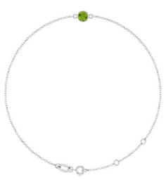 Brc808 Bracelet 14K White Set 1-Stone Natural Peridot Round 4 Mm 8.7 X 4.8 Mm 6 12-7 12 In Polished Natural Peridot Bezel-Set Bracelet
