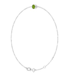 Brc808 Bracelet 14K White Set 1-Stone Natural Peridot Round 4 Mm 8.7 X 4.8 Mm 6 12-7 12 In Polished Natural Peridot Bezel-Set Bracelet