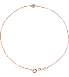 Brc808 Bracelet 14K Rose Set 1-Stone Natural White Sapphire Round 4 Mm 8.7 X 4.8 Mm 6 12-7 12 In Polished Natural White Sapphire Bezel-Set Bracelet