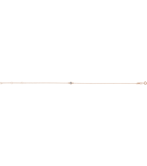 Brc808 Bracelet 14K Rose Set 1-Stone Natural White Sapphire Round 4 Mm 8.7 X 4.8 Mm 6 12-7 12 In Polished Natural White Sapphire Bezel-Set Bracelet