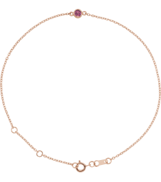 Brc808 Bracelet 14K Rose Set 1-Stone Natural Pink Tourmaline Round 4 Mm 8.7 X 4.8 Mm 6 12-7 12 In Polished Natural Pink Tourmaline Bezel-Set Bracelet