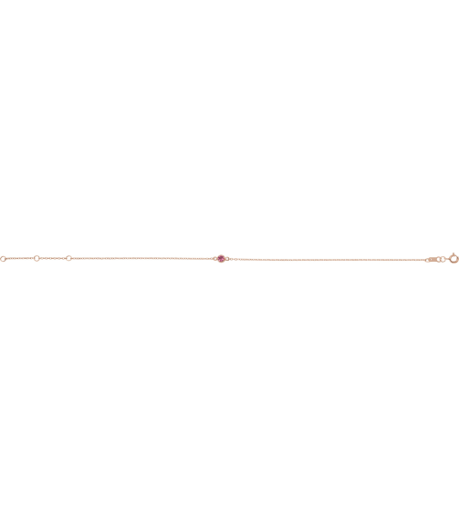 Brc808 Bracelet 14K Rose Set 1-Stone Natural Pink Tourmaline Round 4 Mm 8.7 X 4.8 Mm 6 12-7 12 In Polished Natural Pink Tourmaline Bezel-Set Bracelet
