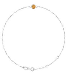 Brc808 Bracelet 14K White Set 1-Stone Natural Citrine Round 4 Mm 8.7 X 4.8 Mm 6 12-7 12 In Polished Natural Citrine Bezel-Set Bracelet