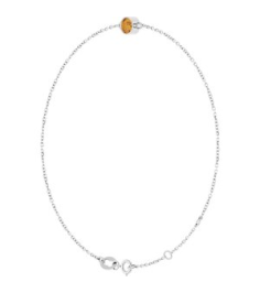 Brc808 Bracelet 14K White Set 1-Stone Natural Citrine Round 4 Mm 8.7 X 4.8 Mm 6 12-7 12 In Polished Natural Citrine Bezel-Set Bracelet