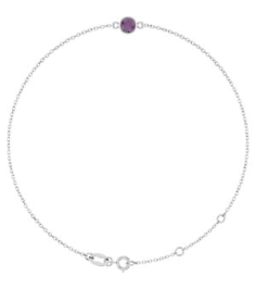 Brc808 Bracelet 14K White Set 1-Stone Lab-Grown Alexandrite Round 4 Mm 8.7 X 4.8 Mm 6 12-7 12 In Polished Lab-Grown Alexandrite Bezel-Set Bracelet