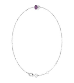 Brc808 Bracelet 14K White Set 1-Stone Lab-Grown Alexandrite Round 4 Mm 8.7 X 4.8 Mm 6 12-7 12 In Polished Lab-Grown Alexandrite Bezel-Set Bracelet