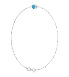 Brc808 Bracelet 14K White Set 1-Stone Natural Blue Zircon Round 4 Mm 8.7 X 4.8 Mm 6 12-7 12 In Polished Natural Zircon Bezel-Set Bracelet