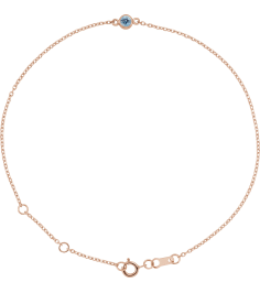Brc808 Bracelet 14K Rose Set 1-Stone Natural Aquamarine Round 4 Mm 8.7 X 4.8 Mm 6 12-7 12 In Polished Natural Aquamarine Bezel-Set Bracelet