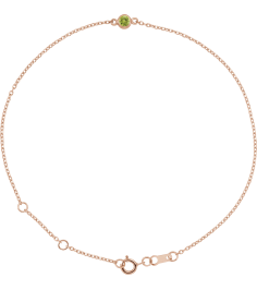 Brc808 Bracelet 14K Rose Set 1-Stone Natural Peridot Round 4 Mm 8.7 X 4.8 Mm 6 12-7 12 In Polished Natural Peridot Bezel-Set Bracelet