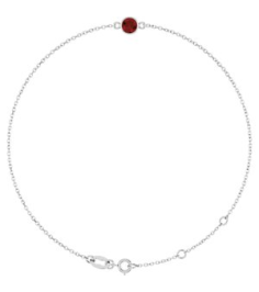 Brc808 Bracelet 14K White Set 1-Stone Natural Mozambique Garnet Round 4 Mm 8.7 X 4.8 Mm 6 12-7 12 In Polished Natural Mozambique Garnet Bezel-Set Bracelet
