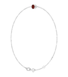 Brc808 Bracelet 14K White Set 1-Stone Natural Mozambique Garnet Round 4 Mm 8.7 X 4.8 Mm 6 12-7 12 In Polished Natural Mozambique Garnet Bezel-Set Bracelet