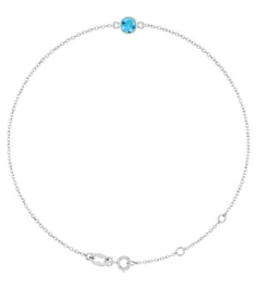 Brc808 Bracelet 14K White Set 1-Stone Natural Aquamarine Round 4 Mm 8.7 X 4.8 Mm 6 12-7 12 In Polished Natural Aquamarine Bezel-Set Bracelet
