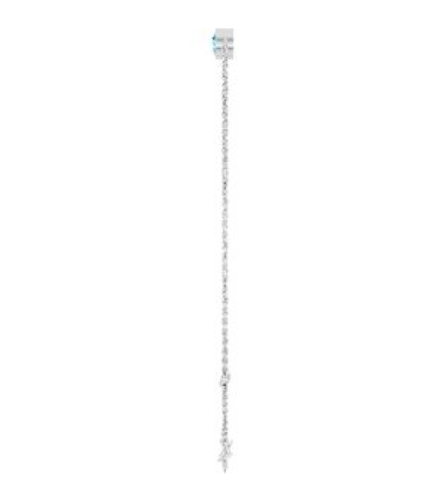 Brc808 Bracelet 14K White Set 1-Stone Natural Aquamarine Round 4 Mm 8.7 X 4.8 Mm 6 12-7 12 In Polished Natural Aquamarine Bezel-Set Bracelet