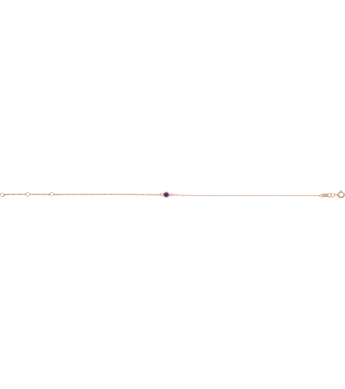 Brc808 Bracelet 14K Rose Set 1-Stone Natural Amethyst Round 4 Mm 8.7 X 4.8 Mm 6 12-7 12 In Polished Natural Amethyst Bezel-Set Bracelet