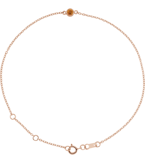 Brc808 Bracelet 14K Rose Set 1-Stone Natural Citrine Round 4 Mm 8.7 X 4.8 Mm 6 12-7 12 In Polished Natural Citrine Bezel-Set Bracelet