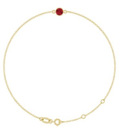 Brc808 Bracelet 14K Yellow Set 1-Stone Natural Mozambique Garnet Round 4 Mm 8.7 X 4.8 Mm 6 12-7 12 In Polished Natural Mozambique Garnet Bezel-Set Bracelet
