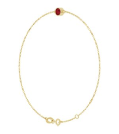 Brc808 Bracelet 14K Yellow Set 1-Stone Natural Mozambique Garnet Round 4 Mm 8.7 X 4.8 Mm 6 12-7 12 In Polished Natural Mozambique Garnet Bezel-Set Bracelet