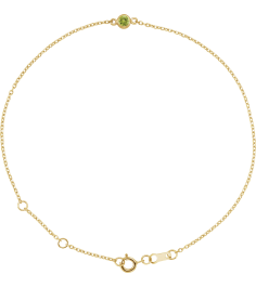 Brc808 Bracelet 14K Yellow Set 1-Stone Natural Peridot Round 4 Mm 8.7 X 4.8 Mm 6 12-7 12 In Polished Natural Peridot Bezel-Set Bracelet