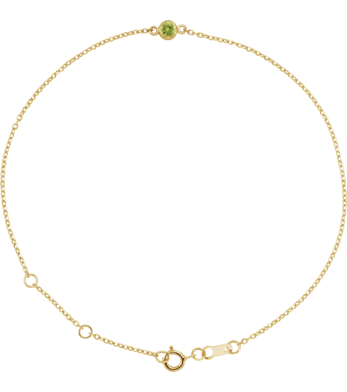 Brc808 Bracelet 14K Yellow Set 1-Stone Natural Peridot Round 4 Mm 8.7 X 4.8 Mm 6 12-7 12 In Polished Natural Peridot Bezel-Set Bracelet